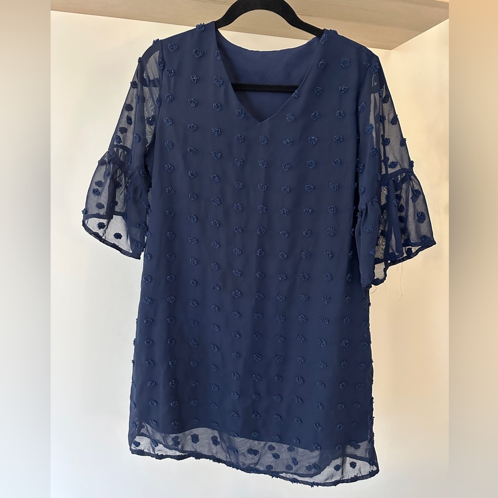 navy blue polka dot dress